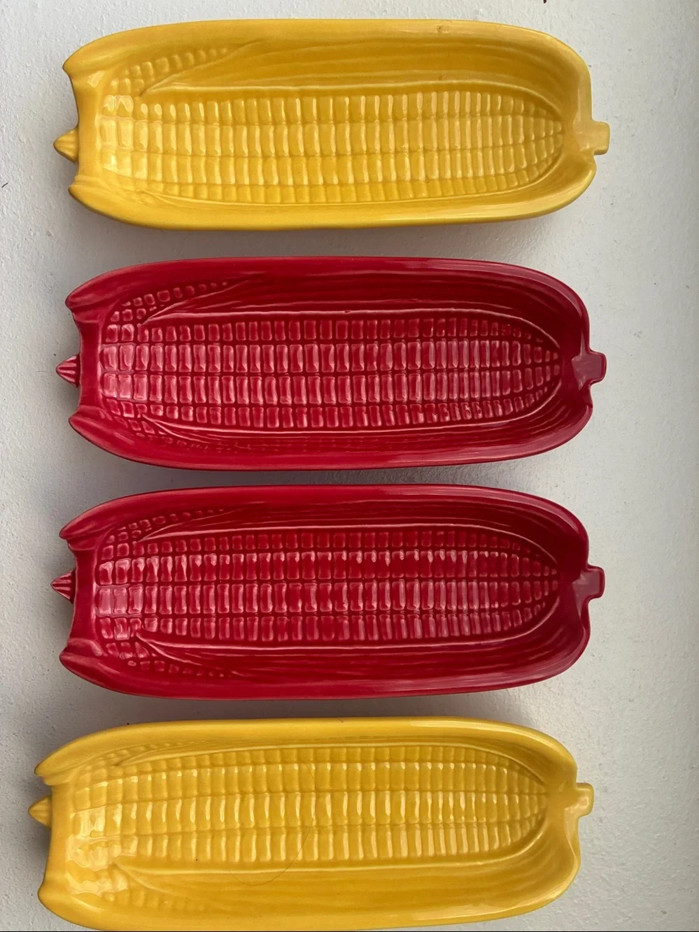 Sur La Table Vintage Ceramic Corn Serving Dishes - Red & Yellow Set